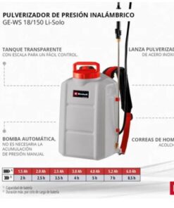 PULVERIZADOR EINHELL 18V GE-WS 18/150 LI 15LTS EXPERT (SIN BATERIA NI CARGADOR) !!!